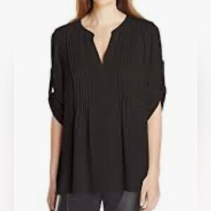 BCBGMaxAzria Black Pleated Blouse